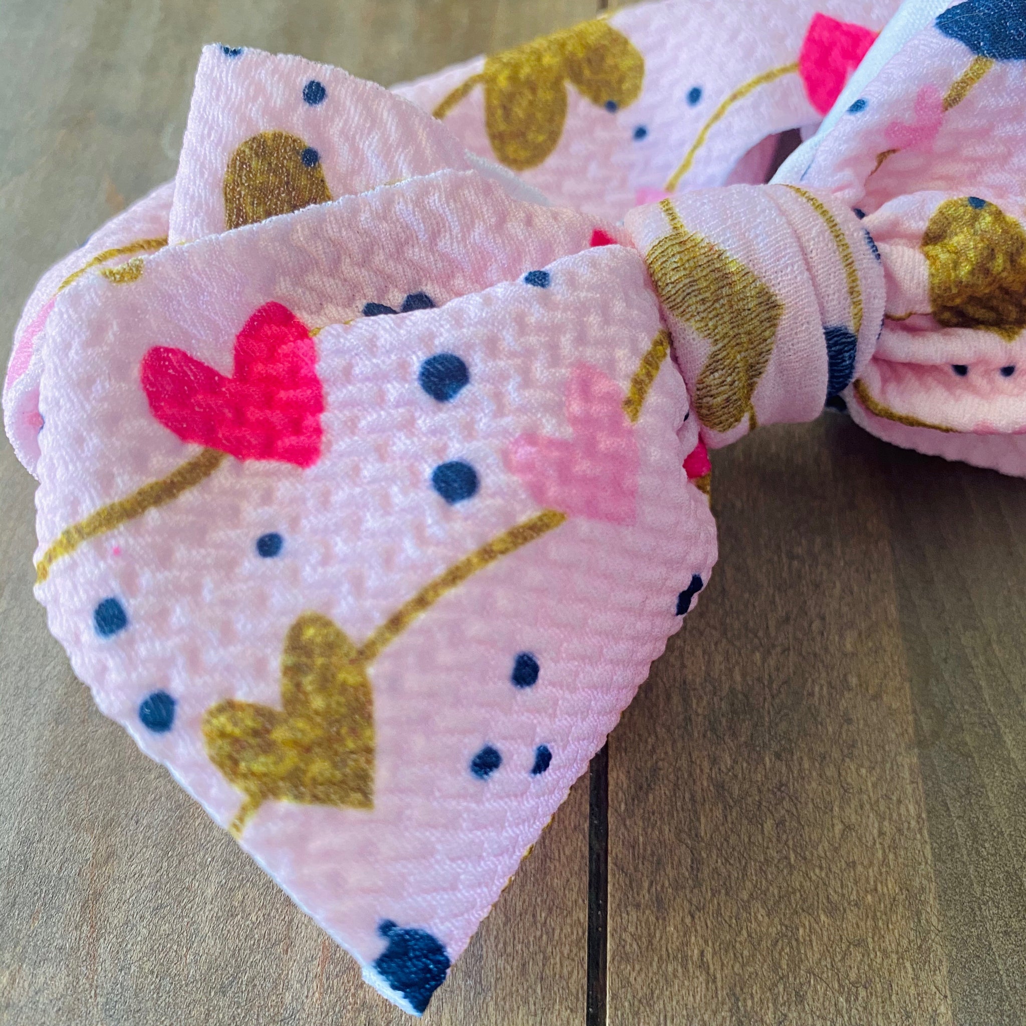 Knit Pink Bows - Custom Ellie Bubble 3M